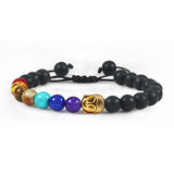Bracelet chakras pierre noire mat