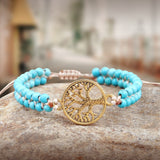 bracelet de yoga arbre de vie turquoise