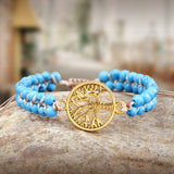 bracelet arbre de vie bleu