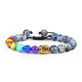 Bracelet Chakras pierre bleue tachetée