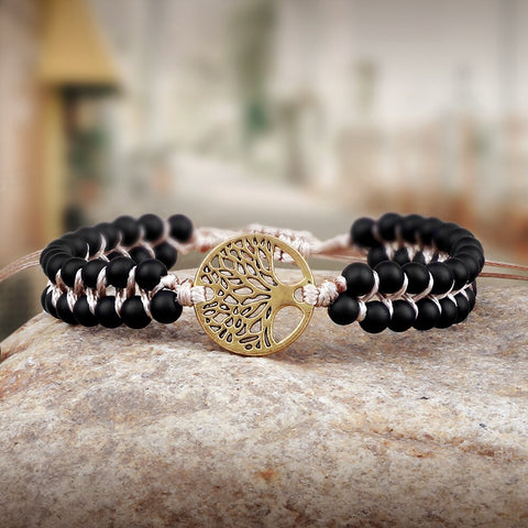 bracelet de yoga pierre agate noire