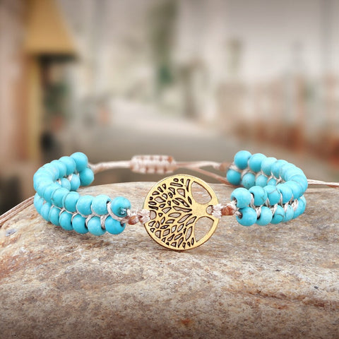 bracelet de yoga pierre bleue turquoise