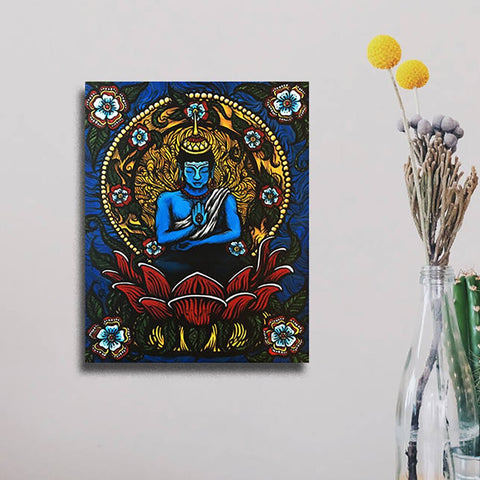 Tableau Bouddha Prière au Lotus