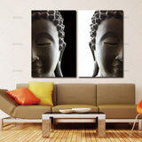 Tableau Bouddha Noir et Blanc Visage