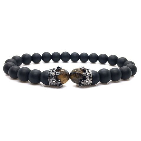 Bracelet couronne pierre mate