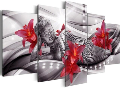 Tableau Bouddha Lotus Rouge