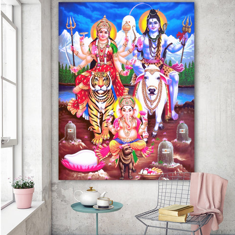 Tableau Bouddha Shiva et Ganesh